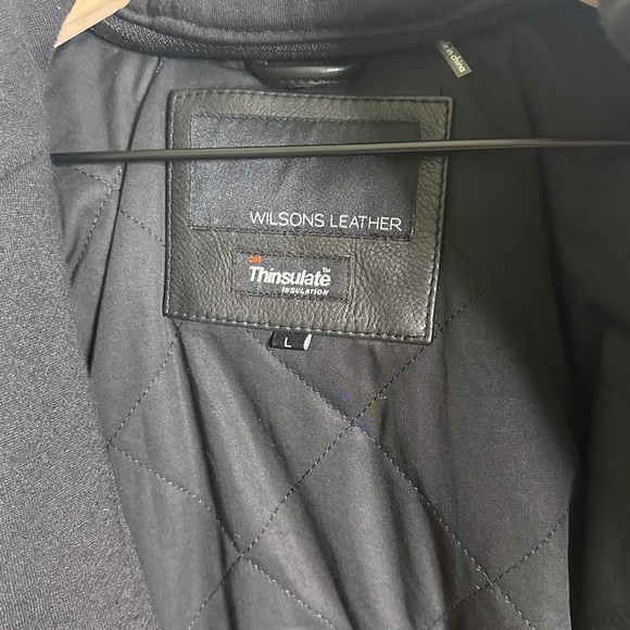 Wilsons Alan Black Leather Grunge Motorcycle Jacket With Removable Hood Size L - Picture 14 of 15